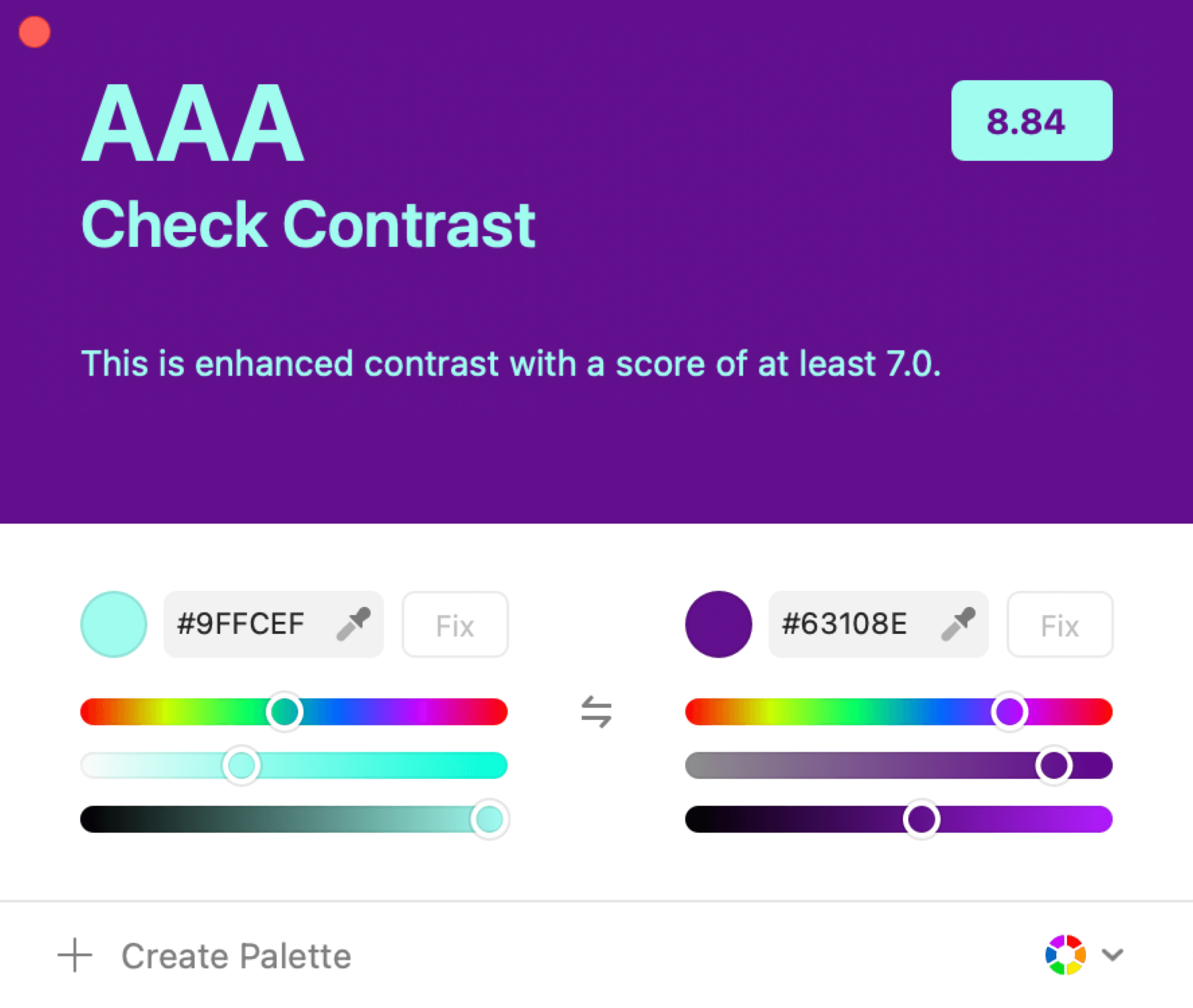 contrast checker interface